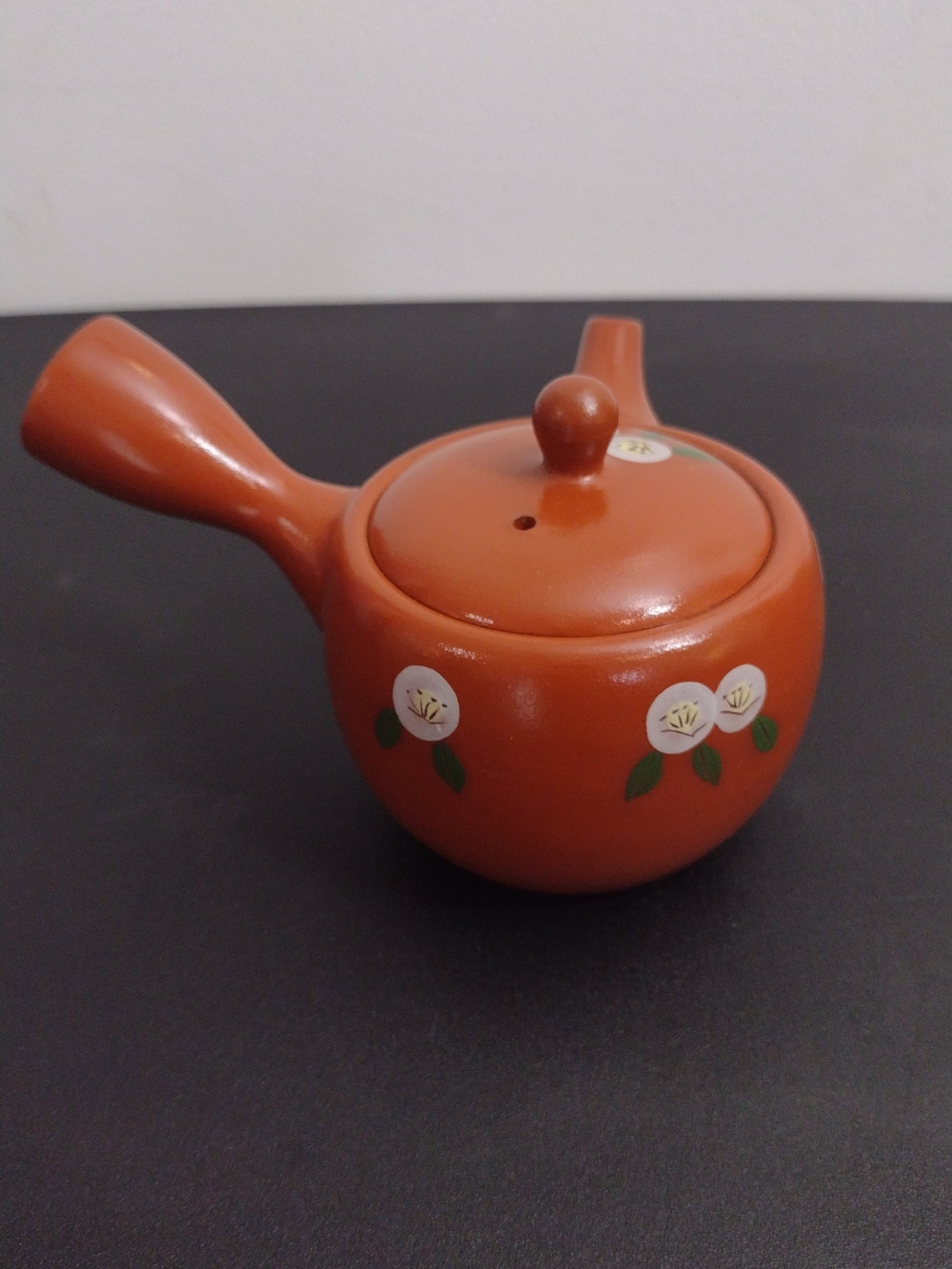 Terracotta Orange Floral Ceramic Teapot - Brand Unspecified